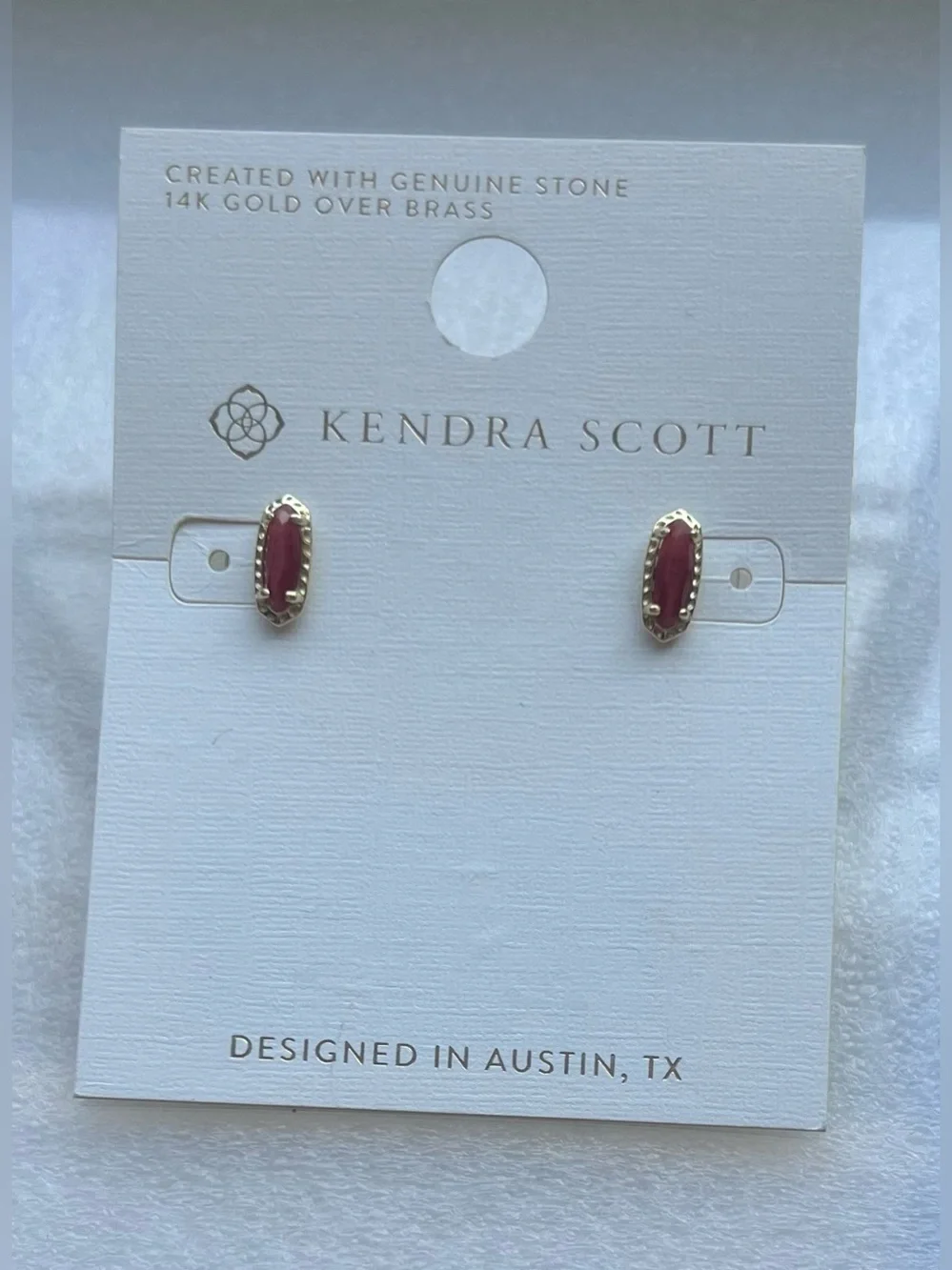 Kendra Scott Gold Over Brass Deep Pink Oval Stud Earrings